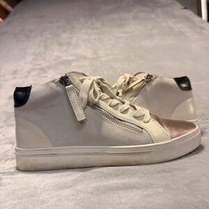 Blondo Waterproof High Top Sneakers Cream Rose Gold Metallic B3305 561 Mens 8M